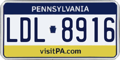 PA license plate LDL8916