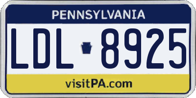 PA license plate LDL8925