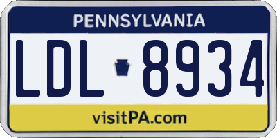 PA license plate LDL8934