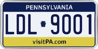 PA license plate LDL9001