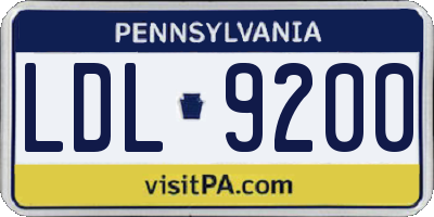PA license plate LDL9200