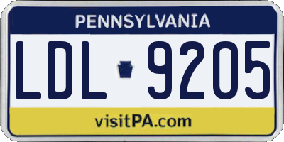 PA license plate LDL9205