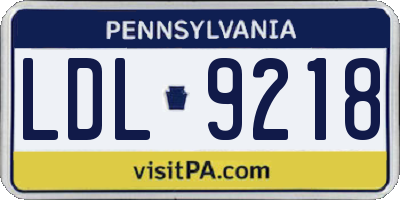 PA license plate LDL9218