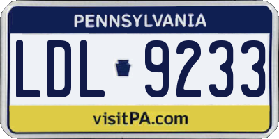 PA license plate LDL9233