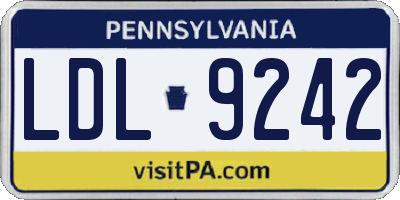 PA license plate LDL9242