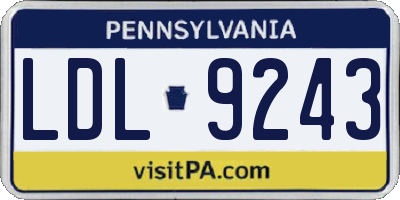 PA license plate LDL9243