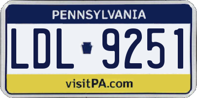 PA license plate LDL9251