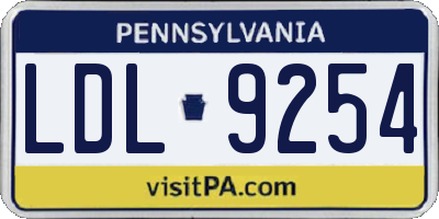 PA license plate LDL9254