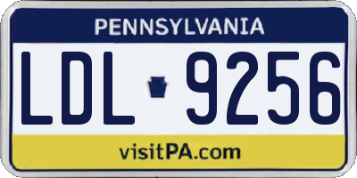 PA license plate LDL9256
