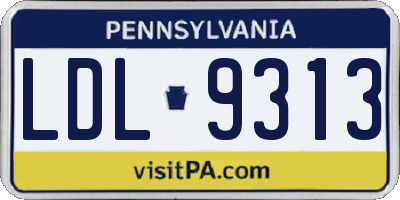 PA license plate LDL9313