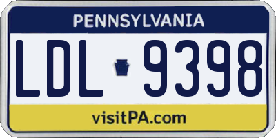 PA license plate LDL9398