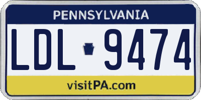 PA license plate LDL9474