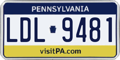 PA license plate LDL9481