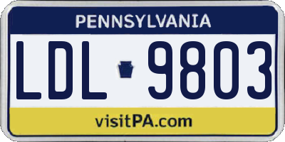 PA license plate LDL9803