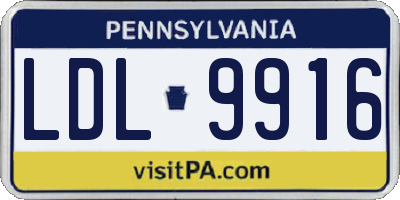 PA license plate LDL9916