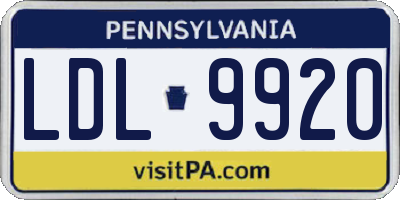 PA license plate LDL9920