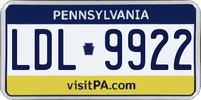PA license plate LDL9922