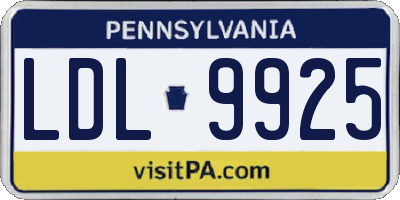 PA license plate LDL9925