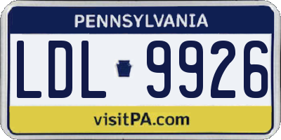 PA license plate LDL9926