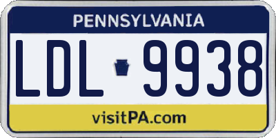 PA license plate LDL9938