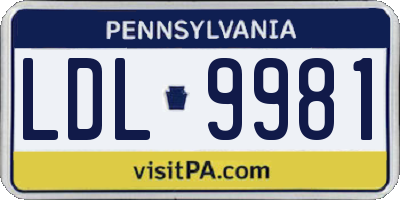 PA license plate LDL9981