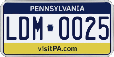 PA license plate LDM0025