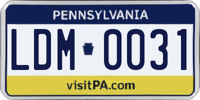 PA license plate LDM0031
