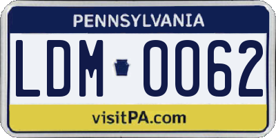 PA license plate LDM0062
