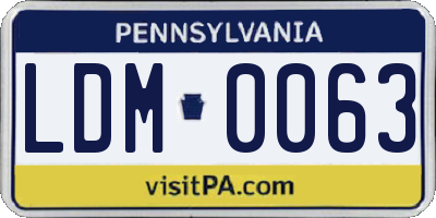 PA license plate LDM0063