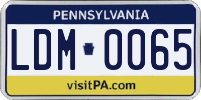 PA license plate LDM0065