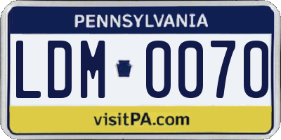 PA license plate LDM0070