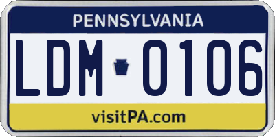 PA license plate LDM0106
