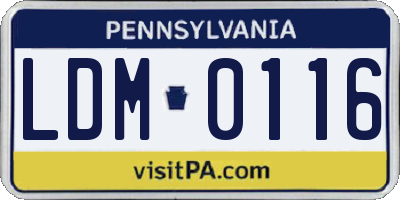 PA license plate LDM0116