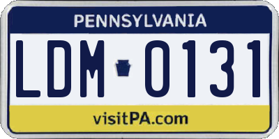 PA license plate LDM0131