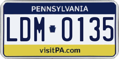 PA license plate LDM0135