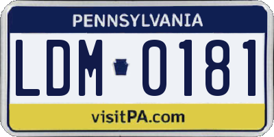 PA license plate LDM0181