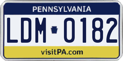 PA license plate LDM0182