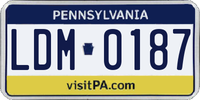 PA license plate LDM0187