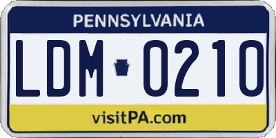 PA license plate LDM0210