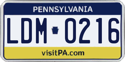PA license plate LDM0216