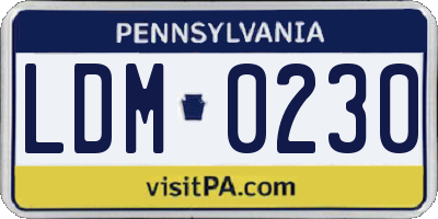 PA license plate LDM0230
