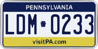 PA license plate LDM0233