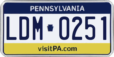 PA license plate LDM0251
