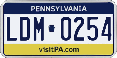 PA license plate LDM0254