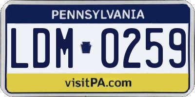 PA license plate LDM0259