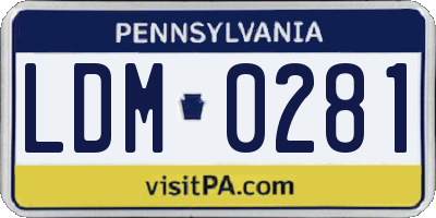 PA license plate LDM0281
