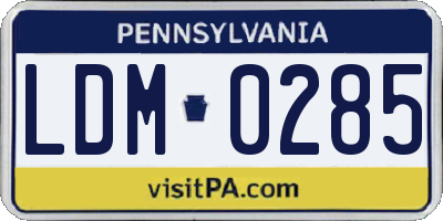 PA license plate LDM0285