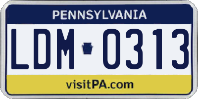 PA license plate LDM0313