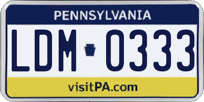 PA license plate LDM0333