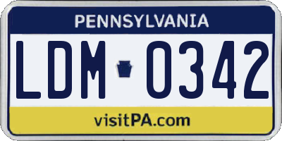 PA license plate LDM0342